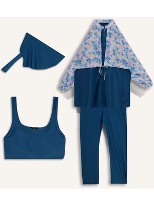 DeFacto Regular Fit Çiçekli 5'li Burkini Mayo G7443AX26HS