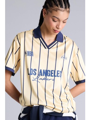 DeFacto Airtech NBA Los Angeles Lakers Relax Fit Sporcu Polo Tişört G9304AX26SM