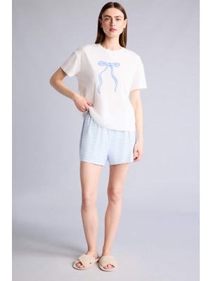 DeFacto Regular Fit Kısa Kollu 2'li Softshell Şort Tişört Pijama Takım H7073AX26SM