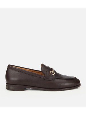 Hotiç Kadın Deri Kahverengi Tokalı Klasik Loafer