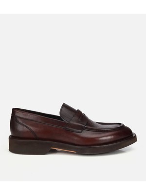 Hotiç Erkek Deri Kahverengi Kalın Tabanlı Klasik Loafer