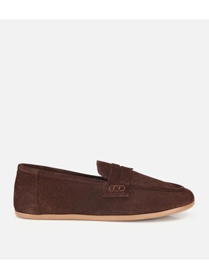 Hotiç Kadın Süet Deri Kahverengi Yumuşak Dokulu Klasik Loafer
