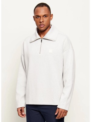 Calvin Klein Beyaz Erkek Sweatshirt LV04LE221G67U_LS Brushed Rıb Qtr Zı