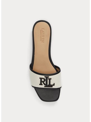 Lauren Ralph Lauren Krem - Siyah Kadın Deri Terlik 802P04395004