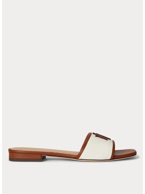 Lauren Ralph Lauren Taba - Krem Kadın Deri Terlik 802P04395003