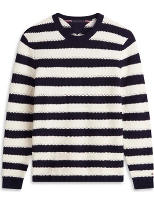 Tommy Hilfiger Lacivert Erkek Çizgili Kazak MW0MW427860A4_CROCHET Block Strıpe
