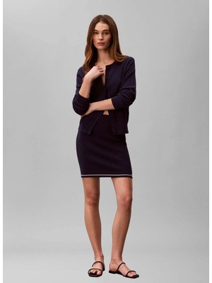 Calvin Klein Jeans Lacivert Kadın Etek Mıcrocable Mını Skırt