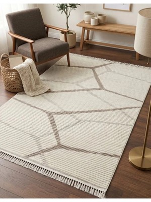 Sultan Halı Zara Serisi Krem Vizon Geometrik Desenli Modern Halı | GF711
