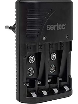 Sertec STC-C9V 4'lü Pil Şarj Aleti AA-AAA-9V Uyumlu 1,2 V Yüksek Performanslı Şarj Edilebilir