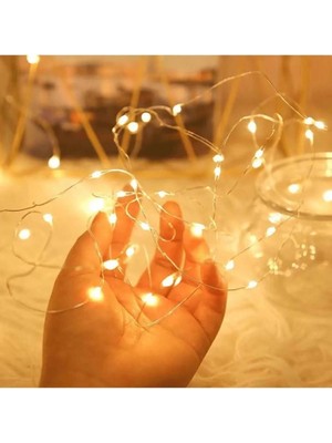 Sprout Store Home 5 Metre Pilli Dekoratif Sarı Renkli Gün Işığı LED Işık Şerit Aydınlatma Özellikli