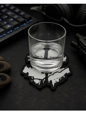 Goka 3D Craft Cod Modern Warfare Ghost Logolu 3D Baskı Bardak Altlığı - Gamer Oda Aksesuarı - 9 cm