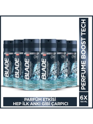 Blade Mountain Fresh Erkek Alüminyumsuz Deodorant 6x150 Ml Hızlı Kurur, Leke Bırakmaz