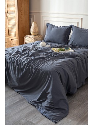 Koza Home Boho Sade Natural Gri % 100 Pamuk Nevresim Takımı Tek Kişilik 100 x 200 7035A
