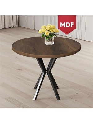 Canisa Agnes Serisi 90 x 90 MDF Yuvarlak Barok Ahşap Desen Masa