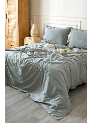 Koza Home Boho Sade Natural Yeşil % 100 Pamuk Nevresim Takımı Çift Kişilik 200 x 220 7032A