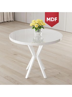 Canisa Agnes Serisi MDF 90 x 90 Yuvarlak Beyaz Masa