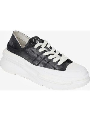 Greyder Kadın Siyah Beyaz Hakiki Deri Sneaker Ayakkabı 4Y2SA33400
