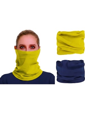 Rocmay 2'li Paket Sarı Lacivert Çok Amaçlı Taraftar Bandana | Esnek, Nefes Alabilir, Terletmeyen Boyunluk & Saç Bandı