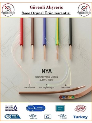 Öznur NYA Tek Damar 1,5 mm Kablo - Kahverengi - 10 Metre
