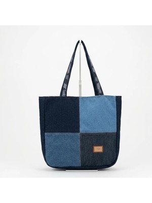 Kadın Denim Özel Tasarım Büyük Boy Tote Omuz Çantası