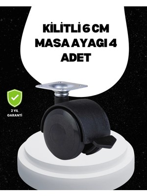 Die Grup 6 cm Kilitli Tekerlek Ayak 4 Adet Sehpa ve Ekipman Uyumlu
