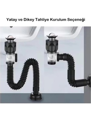 Movitekno Koku Önleyici Banyo Lavabo Gider Seti, Haşere Önleyici,Genişletilebilir S Borusu, Banyo ve Mutfak Lavaboları Için Lavabo Uzatma Borusu