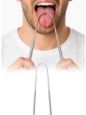 Omilife Dil Temizleyici Paslanmaz Çelik Dil Sıyırıcı Hijyenik Ağız Bakım Aparatı Metal Dil Temizleme