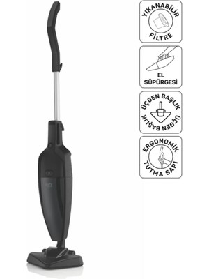 Arzum FL492 Felix Polvo Pro Dikey Elektrikli Süpürge 800W, Yıkanabilir Filtre, 1.5 L Toz Haznesi, Siyah