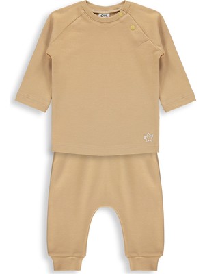 Civil Baby Yıldız Nakışlı 3-18 Ay Takım - Kahverengi