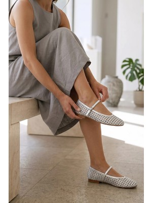 Stilbagshoes Amelie Örgü Detaylı Kadın Babet Gümüş