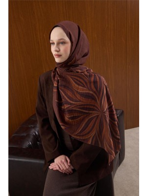 Silk Home Viskon Karışımlı Mayda Şal Kiremit Zemin Çok Renkli Desenli Tok Duruşlu 190X70