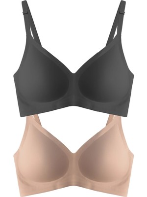 Cottonhill Seamless Bra - Soft | Lazer Kesim Balensiz Ayarlanabilir Askılı Dikişsiz Kadın Sütyen 2'li Paket