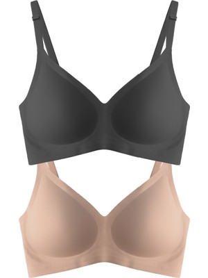 Cottonhill Seamless Bra - Soft | Lazer Kesim Balensiz Ayarlanabilir Askılı Dikişsiz Kadın Sütyen 2'li Paket