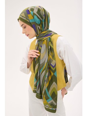 Silk Home Urban Hours Lora Desen Koyu Yeşil Mayda Şal 190X70