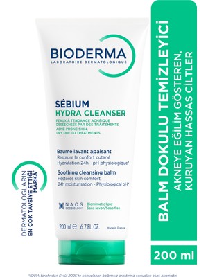 Bioderma Sebium Hydra Balm Dokulu Temizleyici 200 ml Kurutucu Etki Altındaki Akne Eğilimli Hassas Ciltler İçin