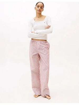 Tommy Hilfiger Kadın Çizgili Kırmızı/beyaz Pijama Takımı