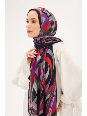 Silk Home Urban Hours Lora Desen Siyah Mayda Şal 190X70
