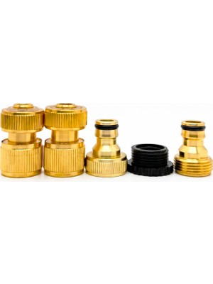 Car-Fil Alüminyum Alaşımlı Bahçe Hortumu Hızlı Bağlantı Seti – 12 mm Hortum Uyumlu, 3/4 İnç İç ve Dış Dişli Rakor, 1/2 İnç Musluk Adaptörü – 5 Parça