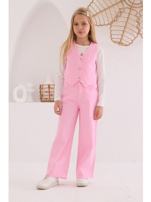 Hause Kids 4-8 Yaş New Olive Kız Çocuk 3'lü Takım -Pembe-