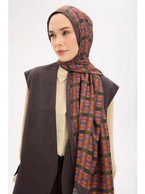 Silk Home Urban Hours Blok Desen Koyu Antrasit Mayda Şal 190X70