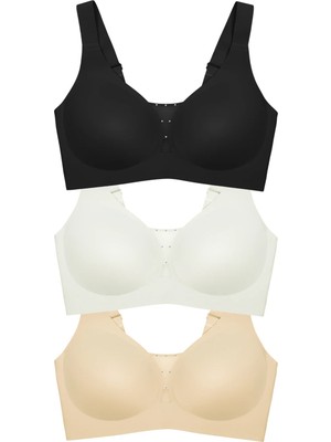 Cottonhill Seamless Bra - Balance | Lazer Kesim Taşlı Dikişsiz Toparlayıcı Büyük Beden Kadın Sütyen 3'lü Paket