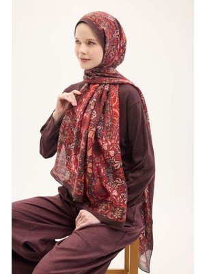 Silk Home Urban Hours Floral Motif Desen Mürdüm Mayda Şal 190X70