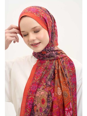 Silk Home Urban Hours Floral Motif Desen Turuncu Mayda Şal 190X70