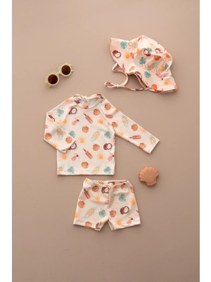 Lollie Baby&Kids Uv Korumalı Mayo Şapka Takım Bebek & Çocuk - Hawaii