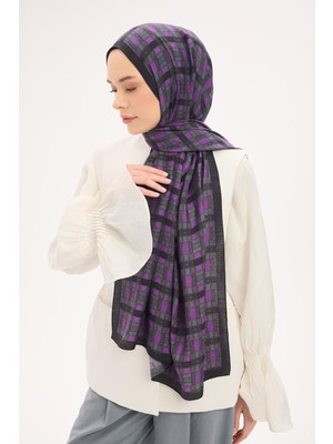 Silk Home Urban Hours Blok Desen Dumanlı Siyah Mayda Şal 190X70