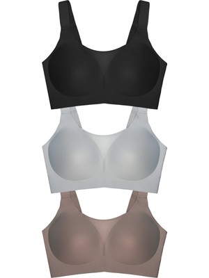 Cottonhill Seamless Bra - Forme | Lazer Kesim Dikişsiz Toparlayıcı Büyük Tüllü Beden Kadın Sütyen 3'lü Paket-2