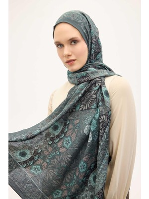 Silk Home Urban Hours Floral Motif Desen Patina Yeşili Mayda Şal 190X70