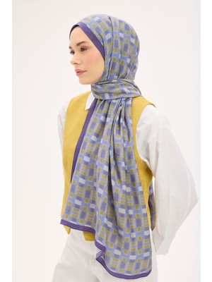 Silk Home Urban Hours Blok Desen Mor Mayda Şal 190X70