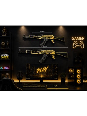 Dekoratif 2d Ak-47 Fuel Injector | 25 & 50 cm | Oyuncu Odası & Duvar Aksesuarı