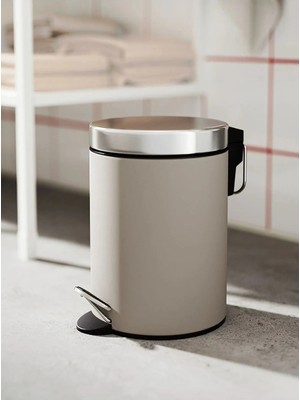 IKEA 2'li Banyo Seti - Banyo Çöp Kutusu / Kovası 3 Lt ve Tuvalet Fırçası 38CM - Bej